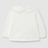 Collared Longsleeve Waffle Weave With Picot Trim Collar