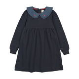 Sweet Campaign Denim Collar Sweatshirt Dress
