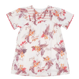 Girls Floral Print Dress With Smocked Yoke
