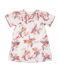 Girls Floral Print Dress With Smocked Yoke