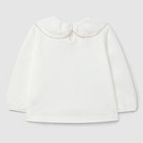 Collared Longsleeve Waffle Weave With Picot Trim Collar