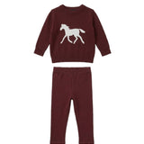 Horse Jacquard Knit & Fleece 2-Piece Set