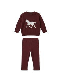 Horse Jacquard Knit & Fleece 2-Piece Set