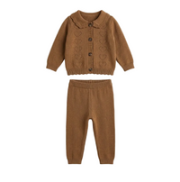 Knit 2 PC Set With Pointelle Hearts