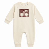 French Fleece Romper With Cherry Embroidery