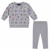 Key Print French Fleece Two Piece Set Boys