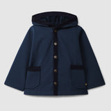 Hooded Coat With Corduroy Detail