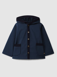 Hooded Coat With Corduroy Detail