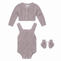Baby Cardigan Onesie With Booties In Texture Knit