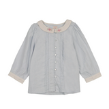 Embroidered Linen Jumper With Pintuck Collar Blouse