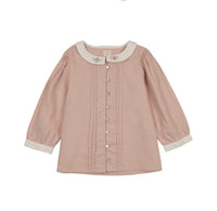 Embroidered Linen Jumper With Pintuck Collar Blouse