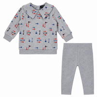 Key Print French Fleece Two Piece Set Girls