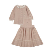 Embroidered Linen Jumper With Pintuck Collar Blouse