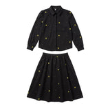 Floral Embroidered Blouse & Skirt Set