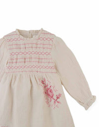 Emmaline Smocked Dress With Cross Stitch Embroidery