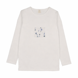 White/Blue Floral Patch Tshirt
