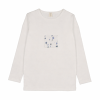 White/Blue Floral Patch Tshirt