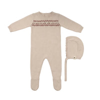Cherry Embroidered  Knit Footie