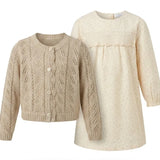 Ruffle Collar Dress With Cardigan