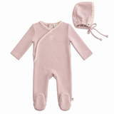 Rose Embroidery Wrap Footie