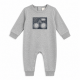 French Fleece Romper With Cherry Embroidery