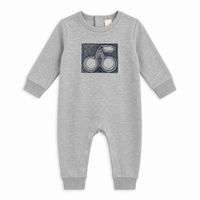 French Fleece Romper With Cherry Embroidery