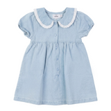 Girls Denim Cotton Eyelet Dress