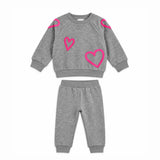 Heart Print Sweatshirt & Pants Set