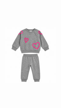 Heart Print Sweatshirt & Pants Set