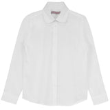 Girls Blouse with Pleats above Cuffs - Peter Pan Collar - no pocket - Tznius button