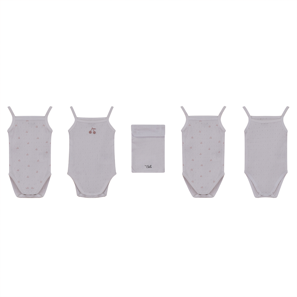 Baby Pointelle Undershirts With Cherry Print