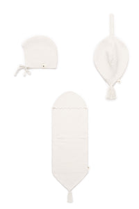 Baby Knitted Bonnet Cacoon And Lovey Set