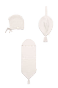 Baby Knitted Bonnet Cacoon And Lovey Set