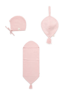 Baby Knitted Bonnet Cacoon And Lovey Set
