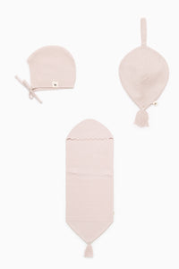 Baby Knitted Bonnet Cacoon And Lovey Set