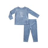 Bear Embroidered Velour Pajama Set