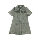 Colored Jean Denim Dress Short Sleeve