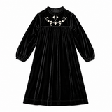 Velour Dress With Embroidery