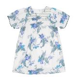 Girls Floral Print Dress With Smocked Yoke