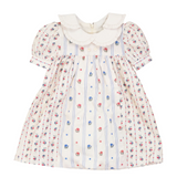 Girls Floral Printed Dress With Embroider On The Collar