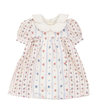 Girls Floral Printed Dress With Embroider On The Collar