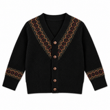 Boys Textured Knit Cardigan With fair Isle Trim