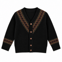Boys Textured Knit Cardigan With fair Isle Trim
