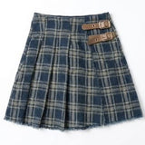 Plaid Denim Skirt