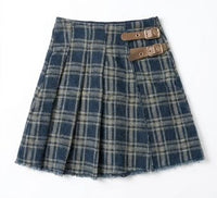 Plaid Denim Skirt