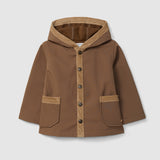 Hooded Coat With Corduroy Detail