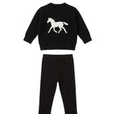 Horse Jacquard Knit & Fleece 2-Piece Set