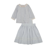 Embroidered Linen Jumper With Pintuck Collar Blouse