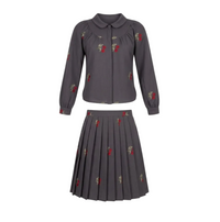 Cherry Cross Stitch Embroidery Blouse And Skirt Set
