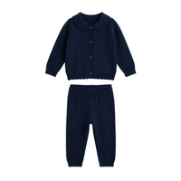 Knit 2 PC Set With Pointelle Hearts